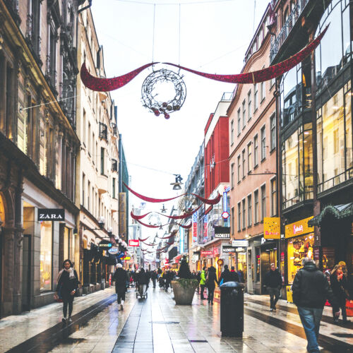 Stockholm shopping street.